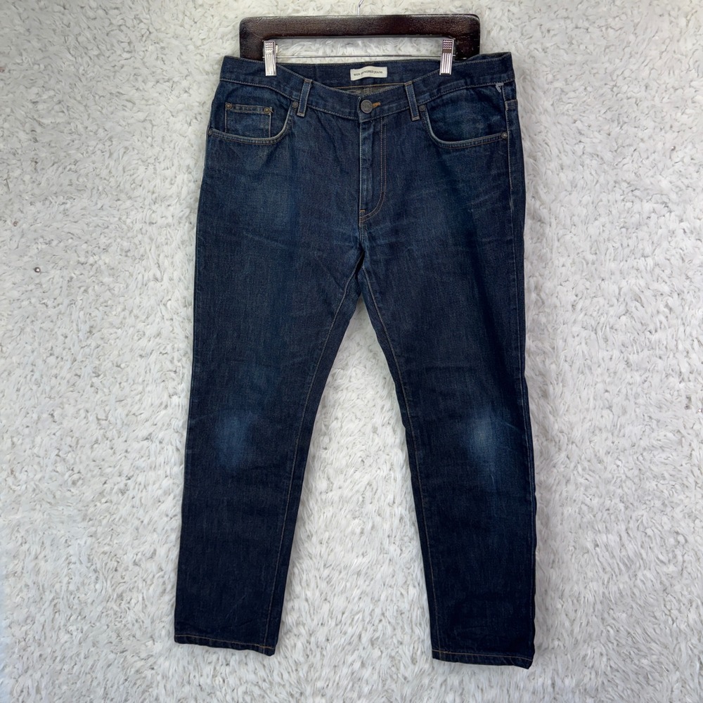 Won Hundred Jeans 34/32 Dark Blue Slim Straight Minimalist 100% Cotton Denim